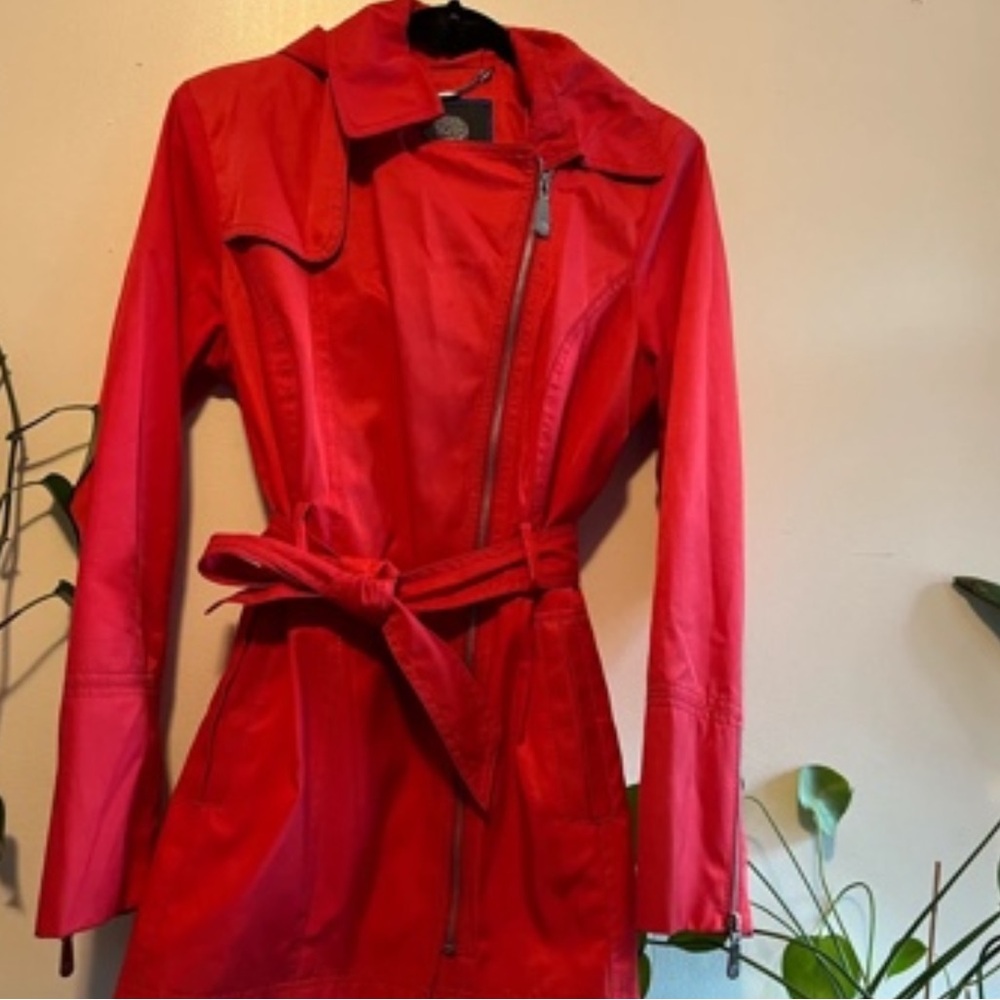 Vince Camuto Red Belted Trench Coat